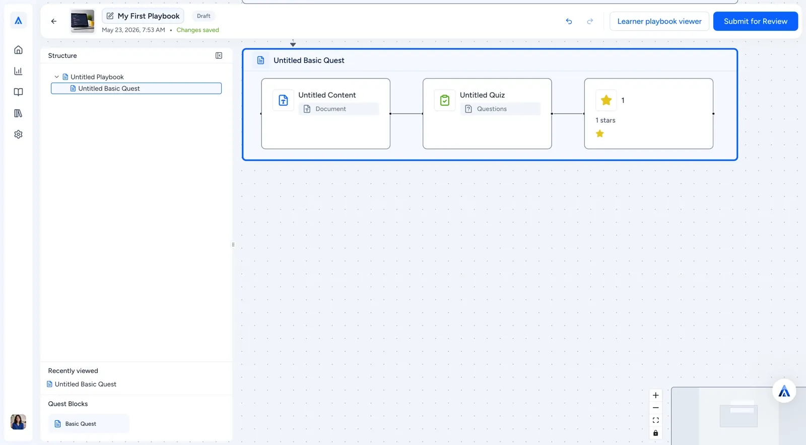 Basic Quest as seen from educator dashboard