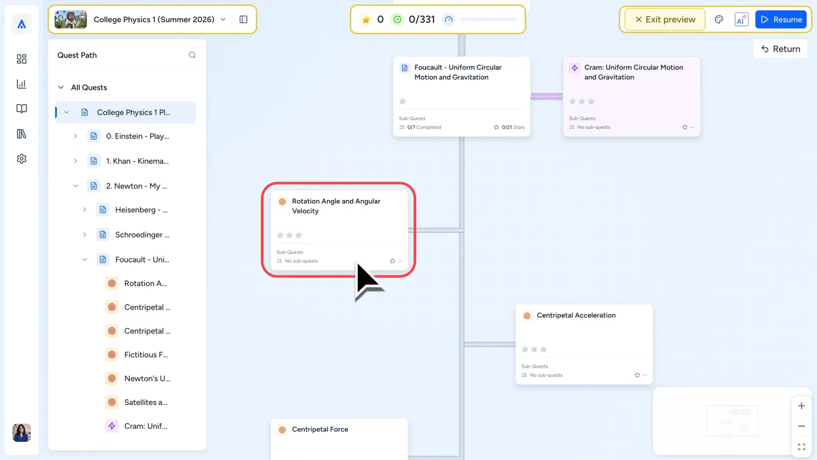 Cursor pointing to a highlighted Adaptive Quest from the learner Playbook dashboard
