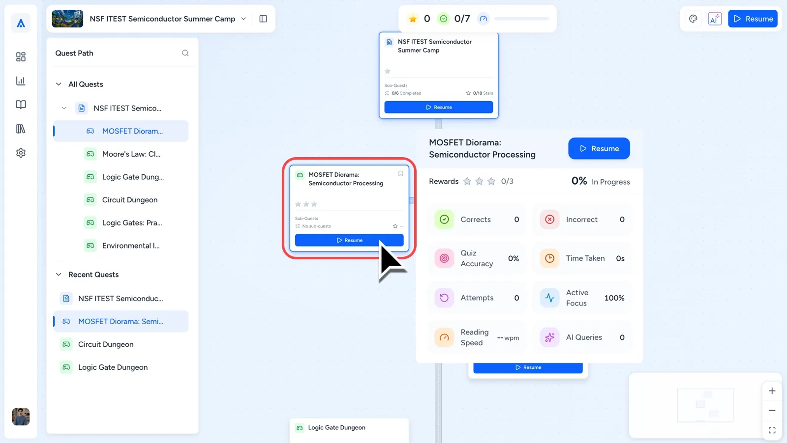Cursor pointing to highlighted Game Quest on the Authura Playbook dashboard