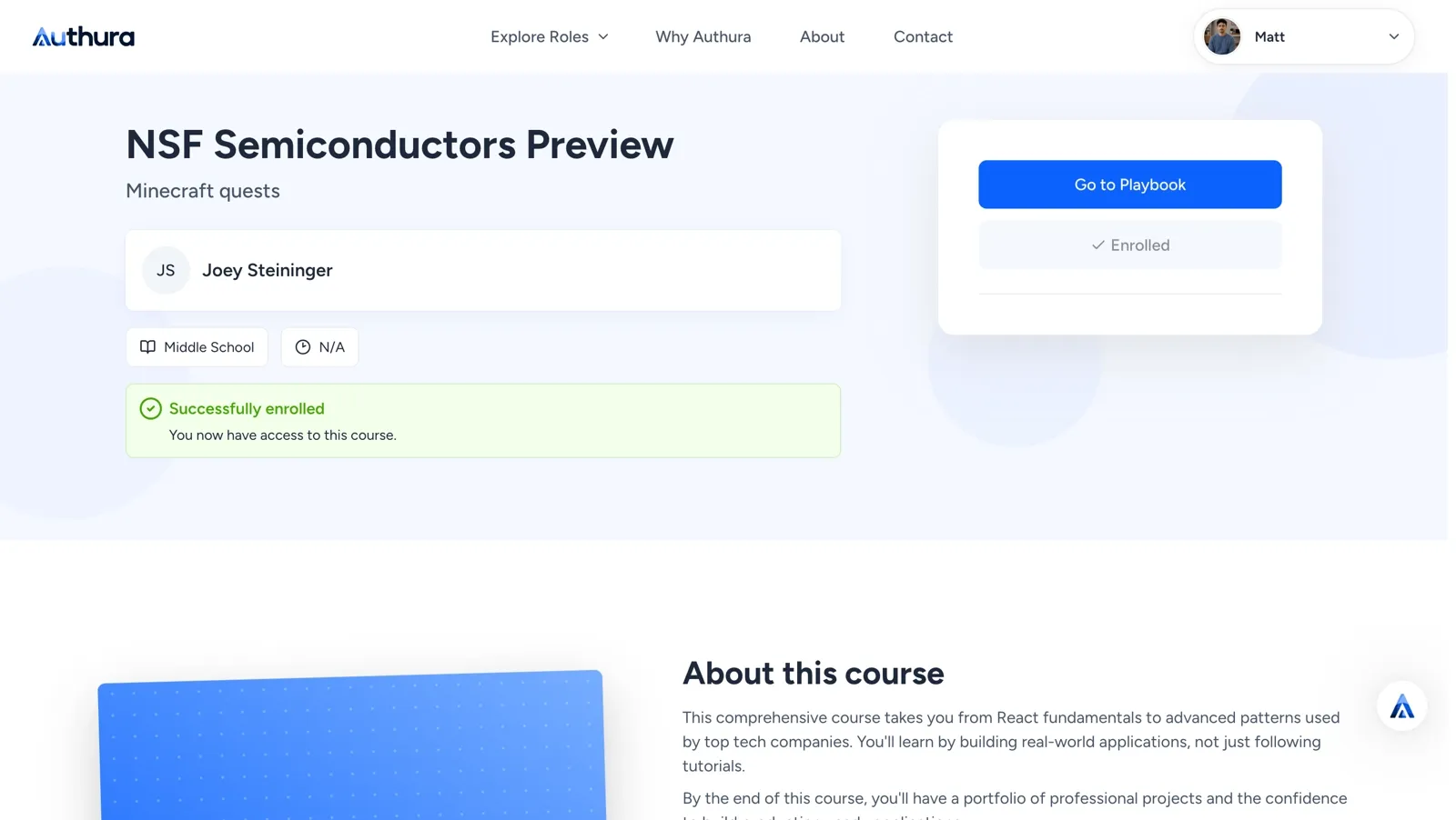 Authura Course details page