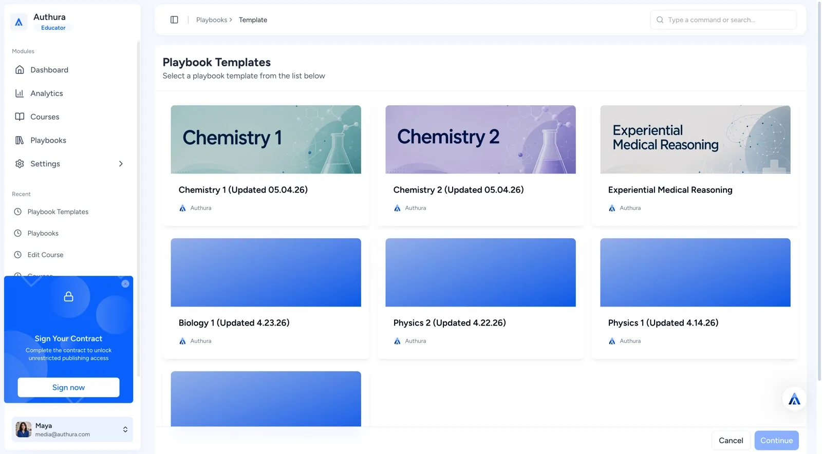 Playbook template dashboard